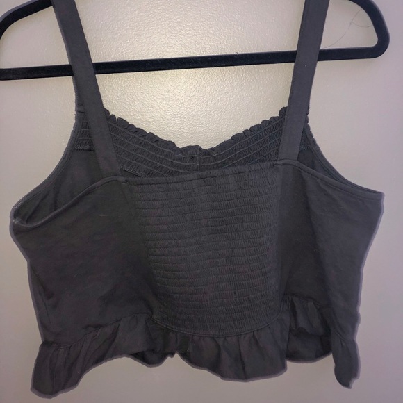 AE Smocked Button Front Crop Top - Picture 2 of 3